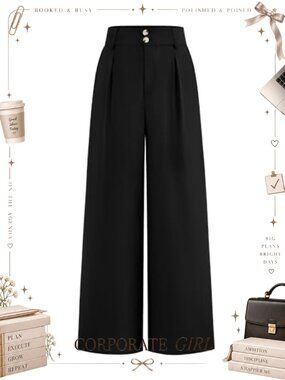 High Waisted Wide Leg Dress Pants Suit Fabric Business Casual Trousers